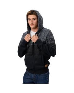 Sudadera Con CapuchaCierre Hombre Negro Combinado con Gris - RR - MED