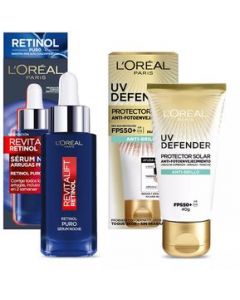 Sérum Noche Revitalift + Protector Solar UV Defender LOréal Paris SMS