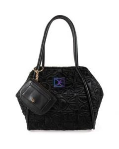 Bolsa Satchel Cloe para Mujer Mediana Textil con Monedero Negro - MEDIANA