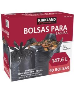 90 Bolsas de Basura De 147.6 L Kirland Signature 87611 CST - Negro