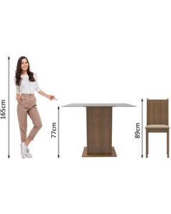 Madesa Juego Comedor Mesa Vidrio + 4 Sillas Maya Rústico/Beige