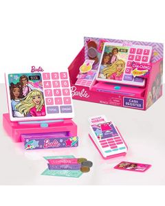 Just Play Barbie Caja registradora de Moda con Sonidos, Dinero simulado y Lector de Tarjetas de crédito, Juego de 9 Piezas, Juguetes para niños para Edades de 3 años