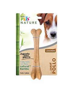 Fancy Pets JUGUETE HUESO GDE DE BAMBU SABOR POLLO NATURE.