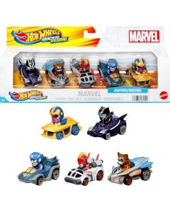 Hot Wheels Racerverse Vehículo de Juguete Paquete de 5 Superhéroes de Marvel para niños de 3 años en adelante