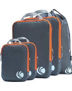 Organizadores de Viaje para Maletas, Juego de Bolsas Organizadoras de Viaje con Compresión, Organizadores de Viaje para Equipaje con Doble Cierre (Gris)