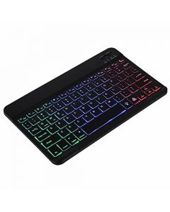 Domary Teclado BT inalámbri de 10 Pulgadas Teclado BT Recargable ultr no mpatible n Tres Sistemas Efecto de luz Mixta Negro