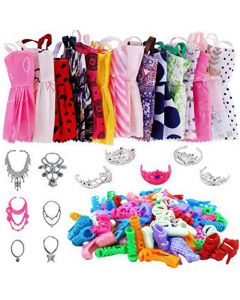 - Juego de ropa de muñeca que incluye 5 tiaras, 12 pares de zapatos, 12 faldas de muñeca, 6 accesorios para muñeca para bolsas de organza con cordón, embalaje de regalo, regalo de Navidad y cumpleaños increíble