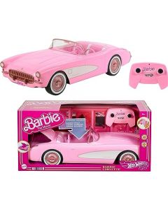 Hot Wheels - Barbie Corvette Rc, Coche De Juguete Con Control Remoto Que Funciona Con Pilas De Barbie The Movie, Tiene Capacidad Para 2 Muñecas Barbie, El Maletero Se Abre Para Guardarlo