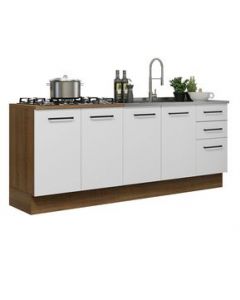 Kit Con 2 Muebles Cocina Madesa Agata (Sin Tablero Ni Fregadero) M/B - Marron/Blanco