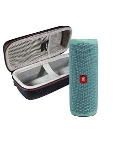 JBL FLIP 5 - Altavoz portátil IPX7 impermeable para llevar con funda rígida WRP Deluxe (verde azulado)