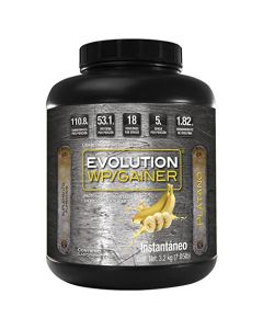 EVOLUTION, Proteína de Suero de Leche, WP Gainer, Whey Protein, Con Carbohidratos y Creatina, Sin Gluten, Post Workout, Sabor Plátano, 18 Porciones, 3200g