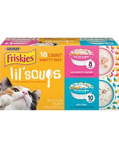 Purina Friskies Lil' Soups With Sockeye Salmon & Tuna Adult Wet Cat Food Complement Variety Pack - (18) 1.2 Oz. Cups