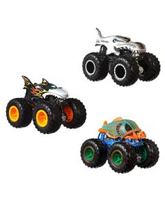 Hot Wheels Monster Trucks Criature - Paquete de 3 Camiones de Juguete a Escala 1:64: Guirnalda de Tiburones, piran-ahh y Mega-Wrex