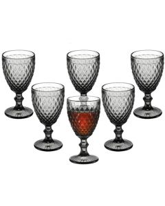 Vasos de Cristal, EASYTAO Juego de 6 Copas de Vino con Diseño de Diamante 240ml, Tazas de Vidrio Clásico Y Vintage, Termo Clásico Y Vintage, Perfectos para Uso en Casa, Restaurante Y en Fiestas (Gris)