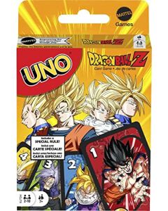 Mattel Games - Juego de cartas UNO Dragon Ball Z para una noche familiar con gráficos temáticos de programas de televisión y una regla especial para 2 a 10 jugadores