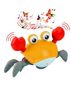 Crawling Crab Sensory Toy, Cangrejo Juguete para Gatear, Cangrejo Recargable que Se Mueve, Juguete Interactivo con Sonido para Niños, Juguete Educativo con Luz para Estimular Gateo, Regalo de Navidad