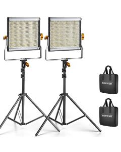 Neewer Kit de 2 Unidades Bi-color 480 LED Video Luz Regulable con Soporte de Luz Incluye: 3200-5600K CRI 96+ LED Panel con U Bracket, 19 Centímetros Tripié de Luz para YouTube Estudio Video Shooting