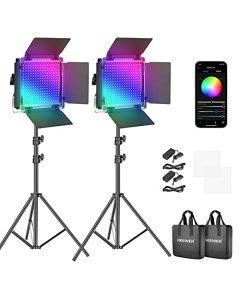 NEEWER 2 Pack 660 Pro RGB Panel LED Video Luz con App Control Soporte Bicolor Video Iluminación para Gaming/Streaming/Zoom/Youtube/Webex/Fotografía