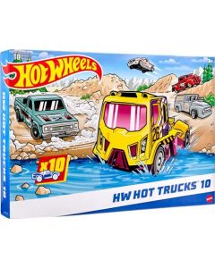 Hot Wheels - Paquete de 10 Camiones de Juguete en Escala 1:64, Mezcla de camionetas con Licencia Oficial y sin Licencia, Rescate o semircamiones (los Estilos Pueden Variar)