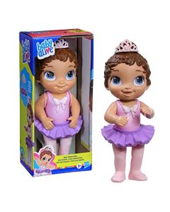 Hasbro, Baby Alive, Bebé Dulce Bailarina - Morado - Cabello castaño, Muñeca para Niñas, de 265cm, con Ropa Moldeada, Edad Recomendada: 3 Años en Adelante