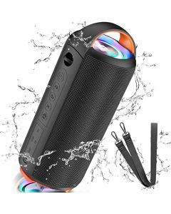 Bocina Bluetooth, Altavoz Portátil Impermeable IPX6, Mini Bocina de RGB, Sonido Estéreo TWS, Batería de 5200 mAh Larga Reproducción, Bocina Bluetooth 5.0 con Correa Portable para Viaje, Fiesta, Hogar