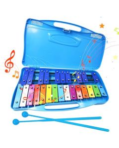 RUBOQE Xilófono, Instrumentos Xilófono para Niños de 25 Notas, Instrumentos de Percusión de Juguete, Dos Mazos de Seguridad, Juguete Musical, Niños de Regalo(Azul)