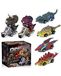 GIVOOBE Paquete de 6 Juguetes de Dinosaurio,Juguete de Dinosaurio para Tirar hacia atrás,Juguetes de Coche para Niños, Regalos para 3+ Niños Cumpleaños, Halloween, Año Nuevo