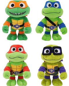 Mattel Teenage Mutant Ninja Turtles: Mutant Mayhem Peluche Juguetes Paquete de 4 de 8 Pulgadas Leonardo, Miguel Ángel, Raphael y Donatello, Película TMNT (Exclusiva de Amazon)