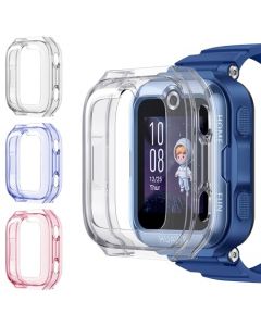 Suoman 3 Piezas Funda para Huawei Watch Kids 4 Pro, [No Protector Pantalla] Cubierta Protectora del Parachoques Integral TPU Funda Protectora para Huawei Watch Kids 4 Pro (Azul+Rosa+Transparente)