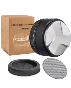 Sesama Coffee Distributor Espresso Tamper & Silicone Mat & Puck Screen para Breville y todos los accesorios de café Portafilter Barista de 54 mm (53 mm)