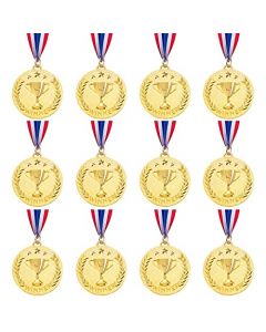 Caydo 12 medallas ganadoras con gráficos de trofeos para competiciones, deportes, fiestas para niños y adultos, 2 pulgadas