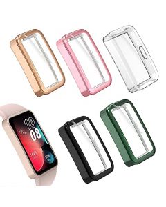 Hianjoo 5 Piezas Funda Compatible con Huawei Band 8/Band 9, Suave Cubierta TPU Silicona Goma con Completo Protector Pantalla Carcasa Marco Resistente Rasguños Protectora