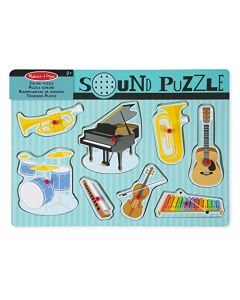 Melissa & Doug Rompecabezas De Sonidos - Instrumentos Musicales, Rompecabezas Clavijas y Efectos de Sonido, Juguete de Madera (8 Piezas)