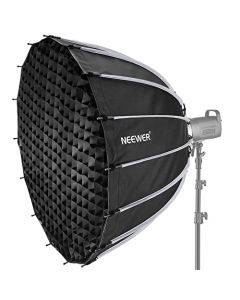 NEEWER Softbox Parabólico de 47,2 Pulgadas/120cm Configuración Rápida Plegado Rápido, con Difusores/Rejilla de Nido de Abeja/Bolsa, Compatible con Aputure 120d Luz Dome Godox sl60w RGB CB60