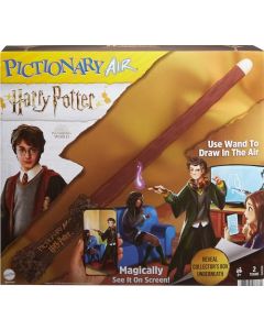 Mattel Games PICTIONARY Air Harry Potter - Juego de Dibujo Familiar, bolígrafo de Varita, 112 Tarjetas de Pista de Doble Cara con Pistas de bonificación de Imagen, Soporte para Tarjetas de Maletero,