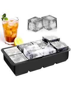 Slowton Moldes y Bandejas de Silicona para Hielo, Bandejas de Silicona Reutilizables, Moldes para Paletas con Tapa para Cubitos, Cócteles, Whisky, Fácil Liberación, Sin BPA (8 Cubos, 1 Pieza)