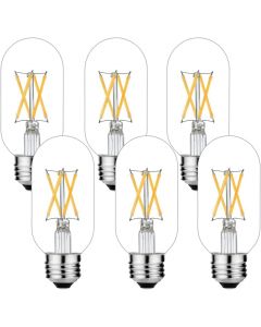 Bombilla Led 4w Bombilla Led Equivalente 40 Vatios E26 Bombilla Edison Ac120v 480lm Tubular T14 T45 Bombilla Led Para Colgante, Sputnik, Tocador, Candelabros Pack de 6 (6000k Luz diurna)