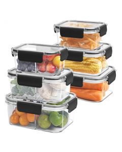 TMOSLY - Recipientes de plástico para alimentos, Food Storage Container con Tapas de Cierre Fácil a Prueba de Fugas y Libres de BPA,Adecuado para organizar frigoríficos y congeladores (Seis juegos)