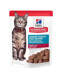 Hill's Science Diet Adult, alimento húmedo en Pouch para gatos, platillo de Pescado Marino, 79 g (24 Pack)