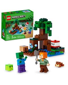 Lego® Minecraft® 21240 La Aventura en el Pantano; Incluye a Alex, un Zombie, un Slime y una Rana del Popular Videojuego; Juguete para niños a Partir de 7 años (65 Piezas)