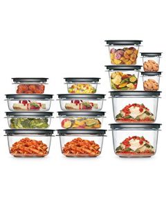 Rubbermaid 2108373 Meal Prep Premier Recipiente para almacenar alimentos, Juego, Gris, 28 piezas, 1