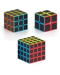 Juego de Cubos de Velocidad, Pegatina de Fibra de Carbono Paquete de Cubos de Rompecabezas Juego de Cubos Mágicos de 2x2, 3x3, 4 x 4 Cubo de Velocidad, Regalo para Niños, Adolescentes y Adultos