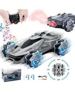 SCHIB Coche Teledirigido con Spray de Niebla/Música/Luces, RC Stunt Car Recargable,Rotación Automática de 360 ​​° de RC Car,Coche de Alta Velocidad Todoterreno 4WD,Regalos del Dia del Niño/Navidad/