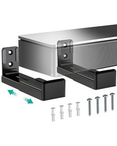 WALI Soporte de Pared Universal para Barra de Sonido, Montaje de Pared para Altavoz de Canal Central, Soporte Doble hasta 15 kg, Brazos Extensibles de 9 a 15 cm, Negro (SLK202)