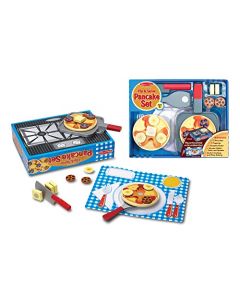 Melissa & Doug Juego de Panqueques de Voltear y Servir (19 Piezas) - Comida de Madera para Jugar a Desayunar