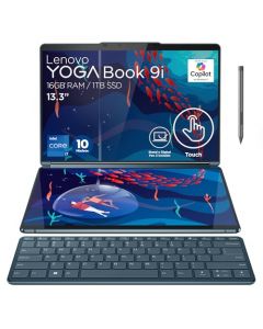 Lenovo Laptop 2 en 1 Yoga Book 9 13IRU8 | 13.3" 2.8K Dual Touchscreen Oled Dolby Vision | Intel Core i7-1355U 10 Núcleos 16GB RAM 1TB SSD | Folio Stand, Teclado Bluetooth | Windows 11 Home, Tidal Teal