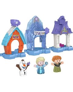 Fisher-Price Little People​ - Juego de Juguetes para niños pequeños de Disney Frozen Snowflake Village con Anna Elsa y Olaf para Edades Mayores de 18 Meses