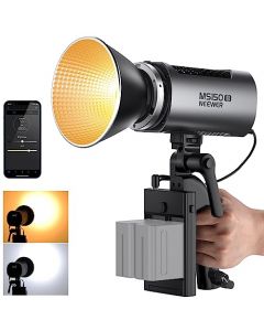 NEEWER MS150B 130W Bi Color Luz Video LED, Iluminación Continua Mini COB Portátil Foto App Control, 2,4G Modo Foco Lámpara, 200000 Lux/0.5m, 2700K-6500K, 12 Escenas, 2 Opciones Fuente para Estudio