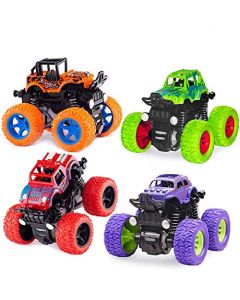 taessv Monster Truck Toys - Vehículos de juguete impulsados por fricción, para niños, el mejor regalo de Navidad y fiesta de cumpleaños para niños y niñas de 3 años en adelante, paquete de 4