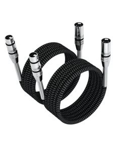 FIBBR - Cable XLR Cable de micrófono Nylon trenzado XLR macho a hembra Cable de micrófono equilibrado de alta resistencia Compatible con preamplificadores/sistemas de altavoces y más (1m/3ft, 2)